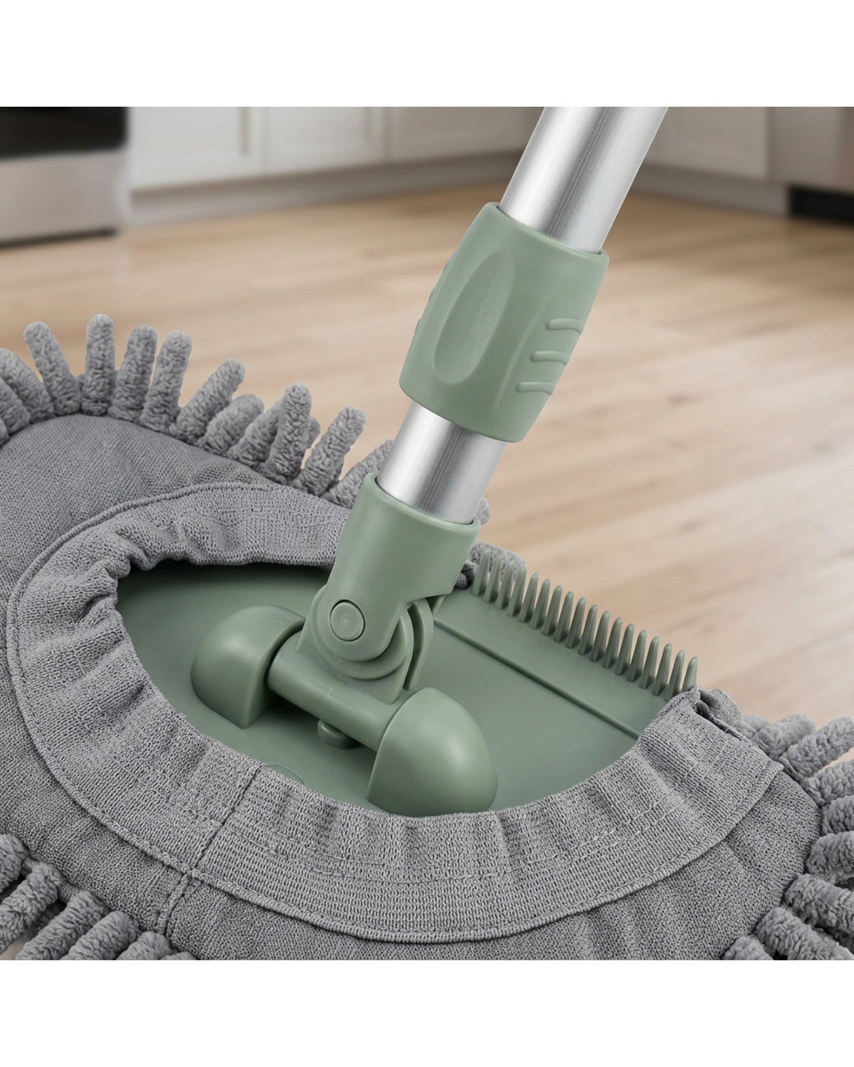 Ybdfp Triangular Chenille Dust Mop with Telescoping Handle Sage - Detail view