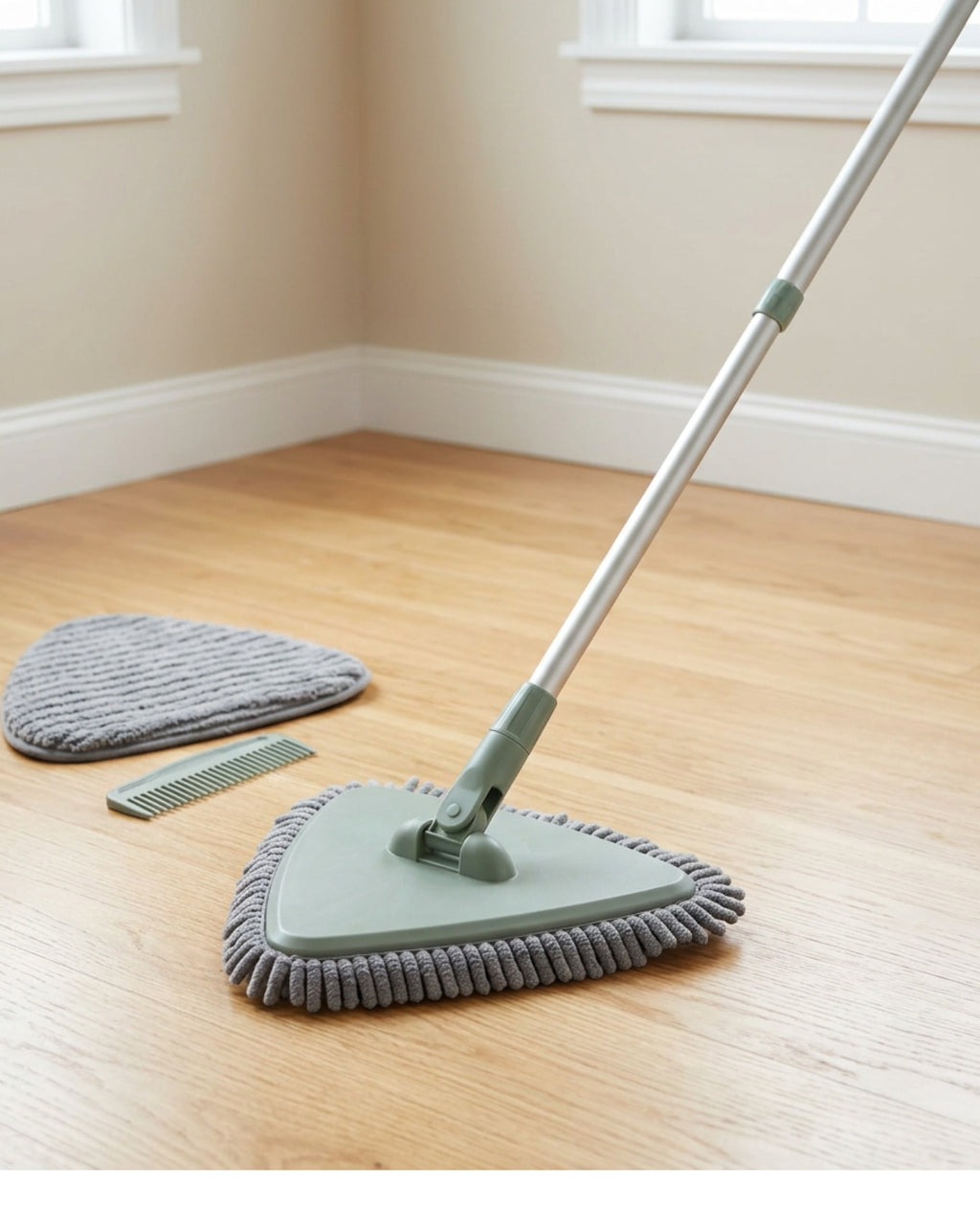 Ybdfp Triangular Chenille Dust Mop with Telescoping Handle Sage - Lifestyle view